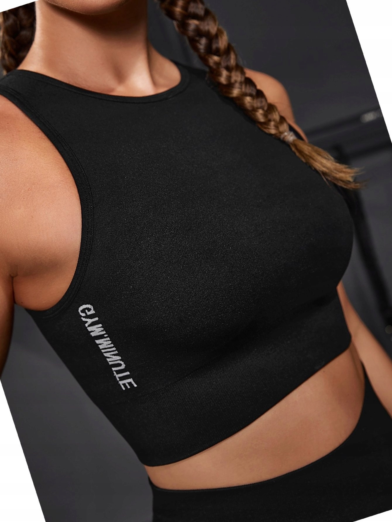 Stanik Czarny Sportowy Crop Bezrękawnik Top S 36