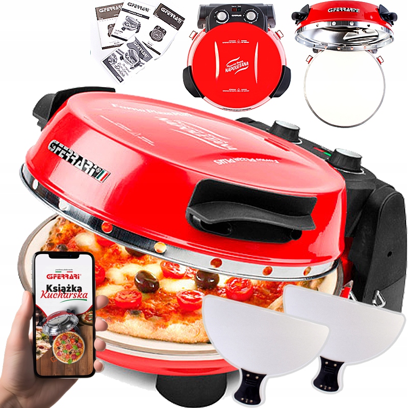 G3 Ferrari Snack Napoletana G10032 1200W Regulacja temperatury 31cm Czerwony