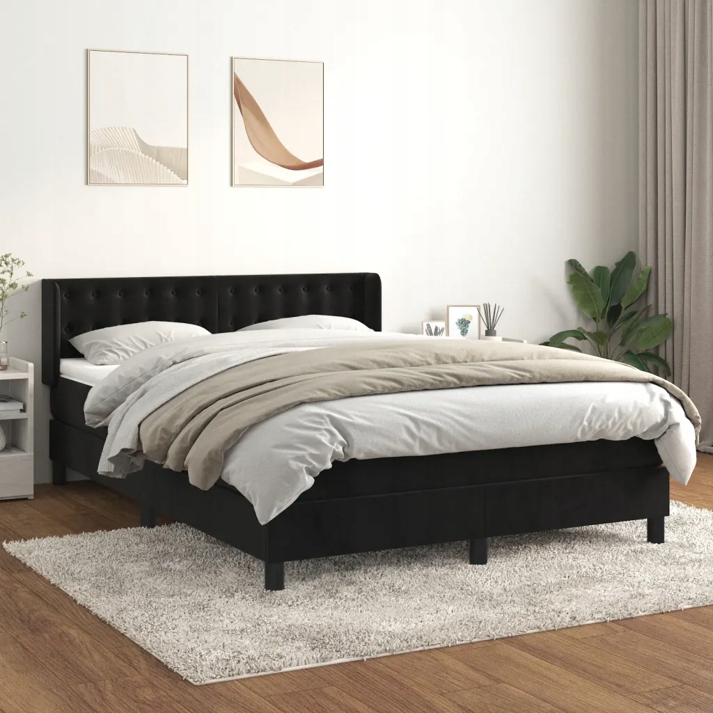 Box spring postel s matrací černá 140x200 cm samet Černý 3131203