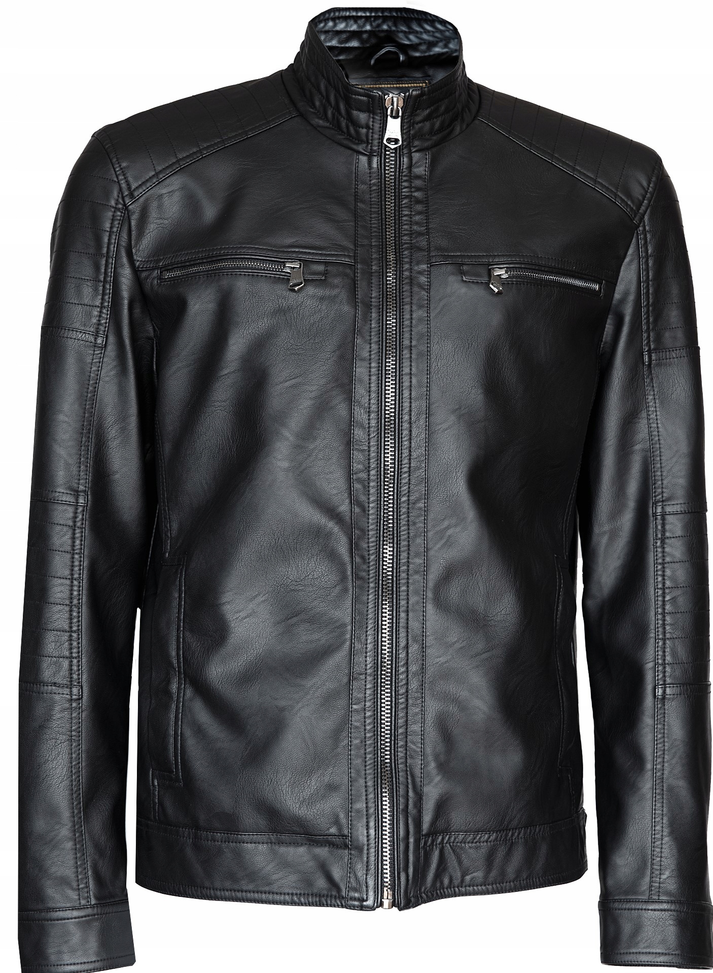 Pánská jarní kožená bunda černá eko kůže M