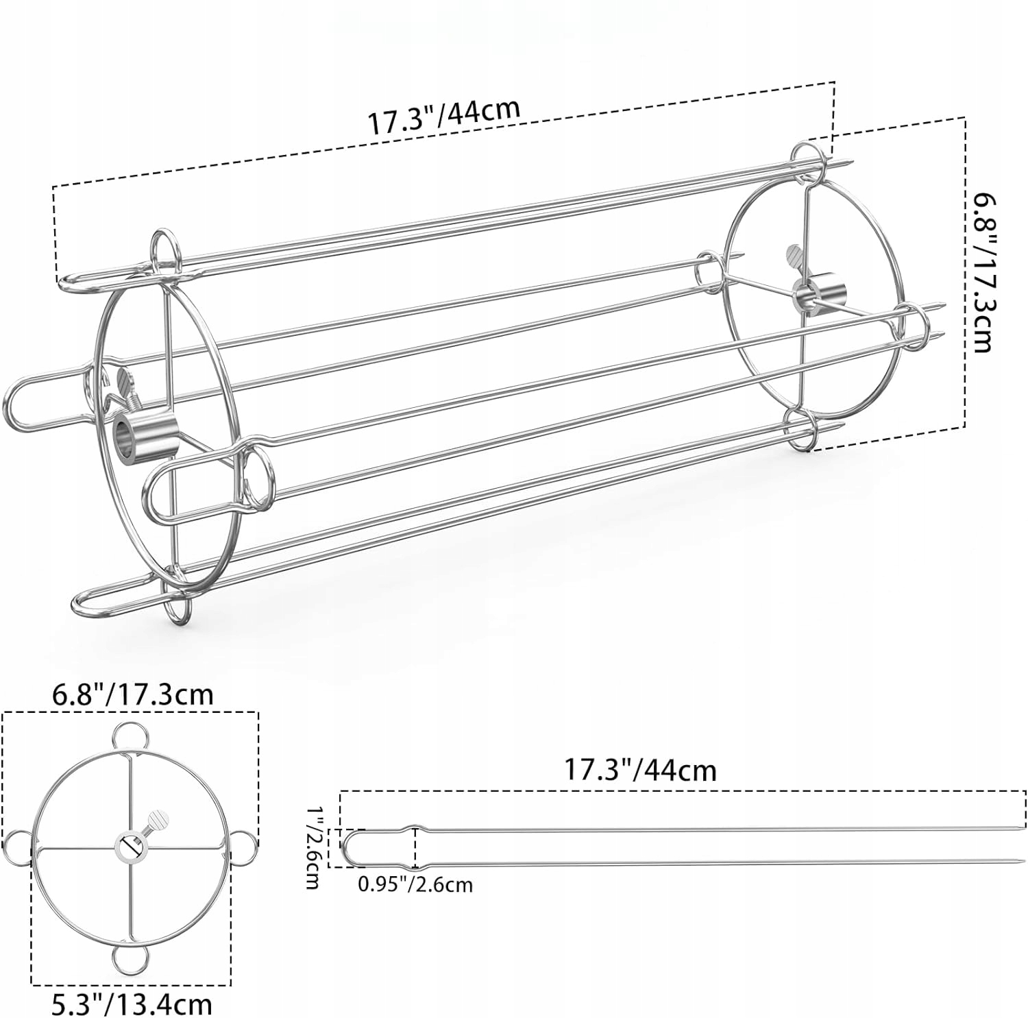 ZESTAW DO ROŻNA OBROTOWEGO ROŻNO DO SZASZŁYKÓW ZE STALI NIERDZEWNEJ Marka inny