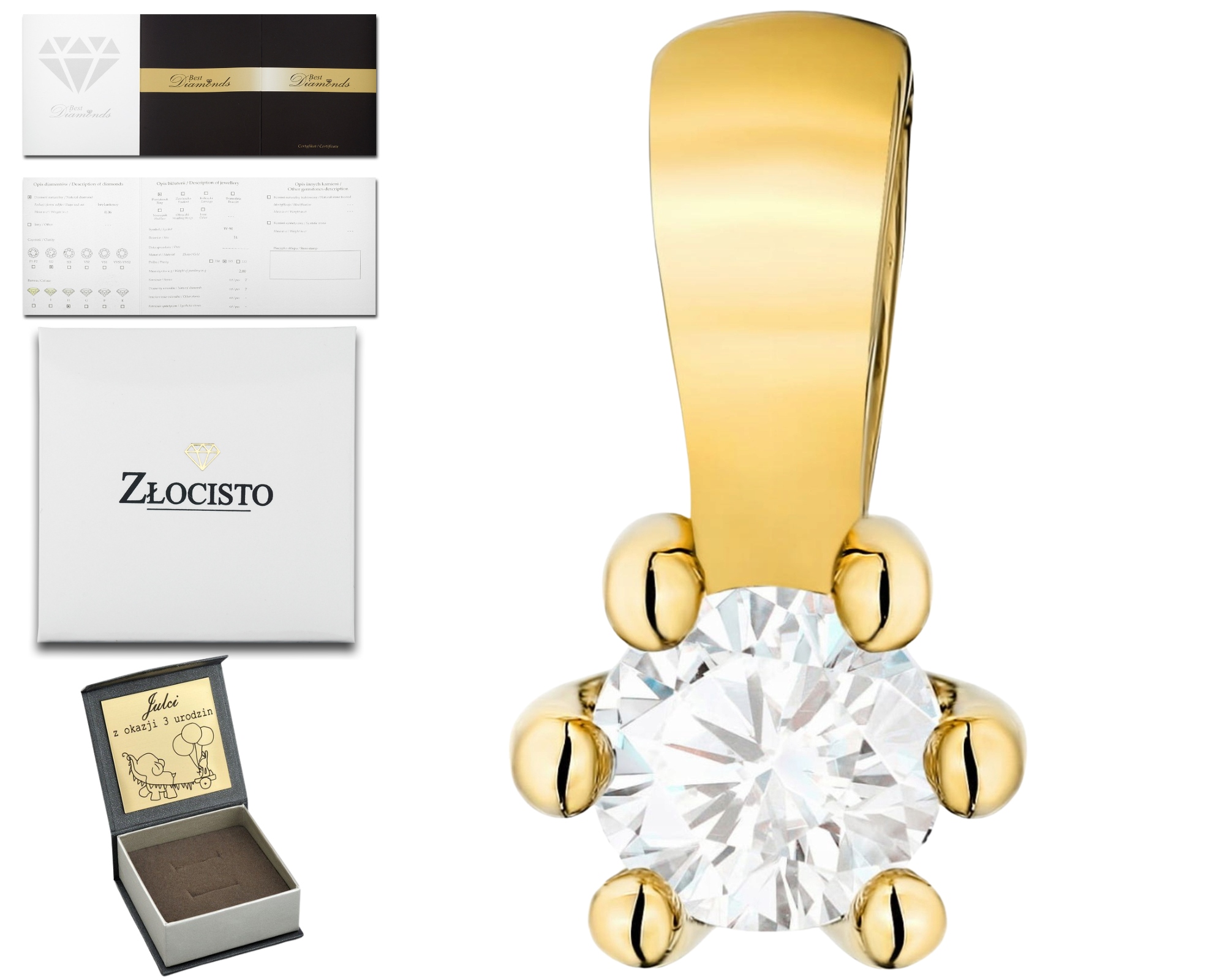 Přívěsek Certifikovaný Laboratorní Diamant Ušlechtilá Elegance 585