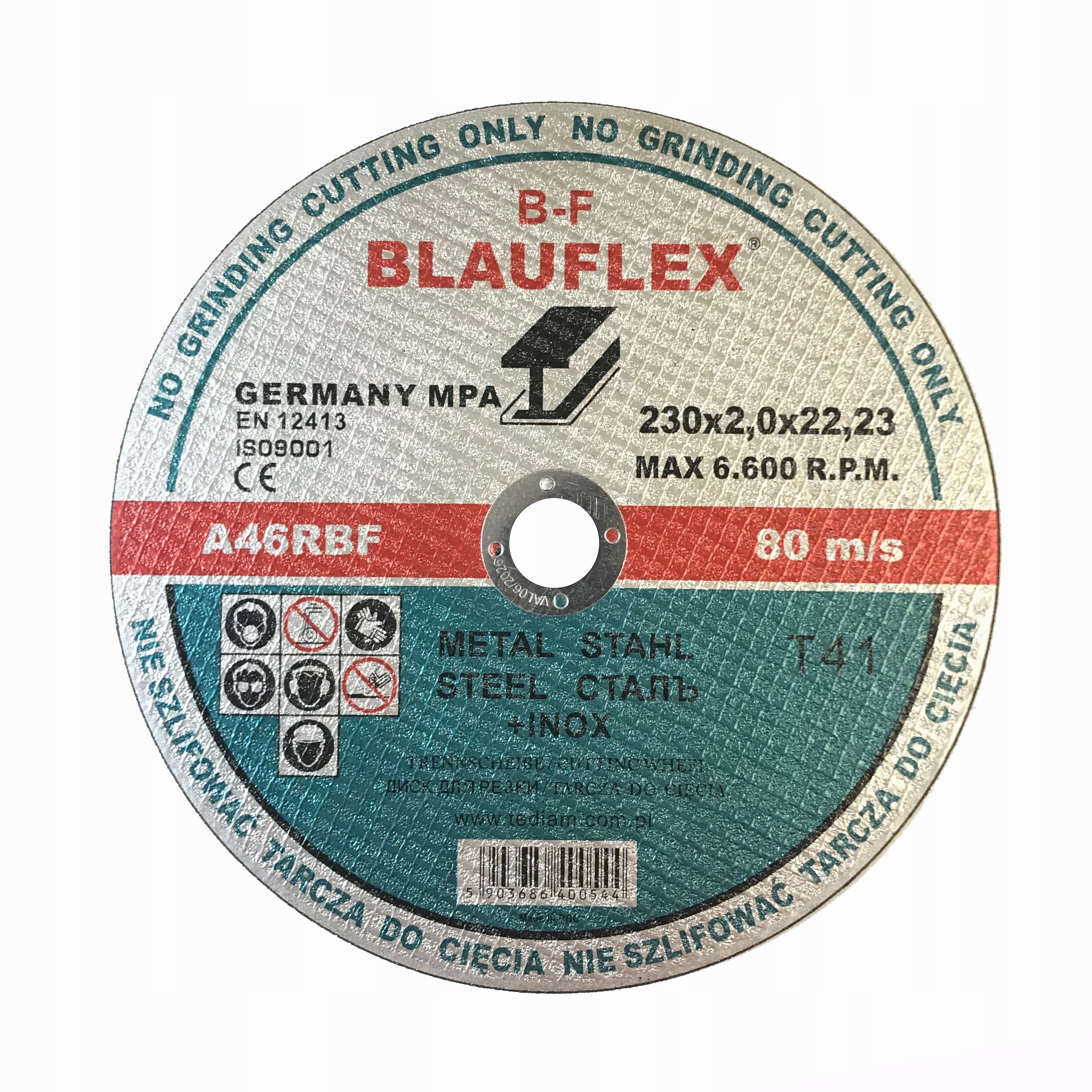 Tarcza do cięcia metalu 230x2,0x22,23 Blauflex