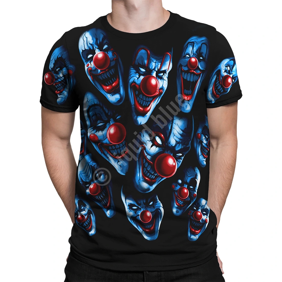 Liquid Blue Pánské bavlněné tričko All Over Clowns Dark Fantasy S