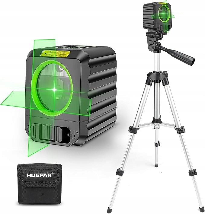 Huepar 30M Samonivelační křížový laser zelený s stativem a taškou