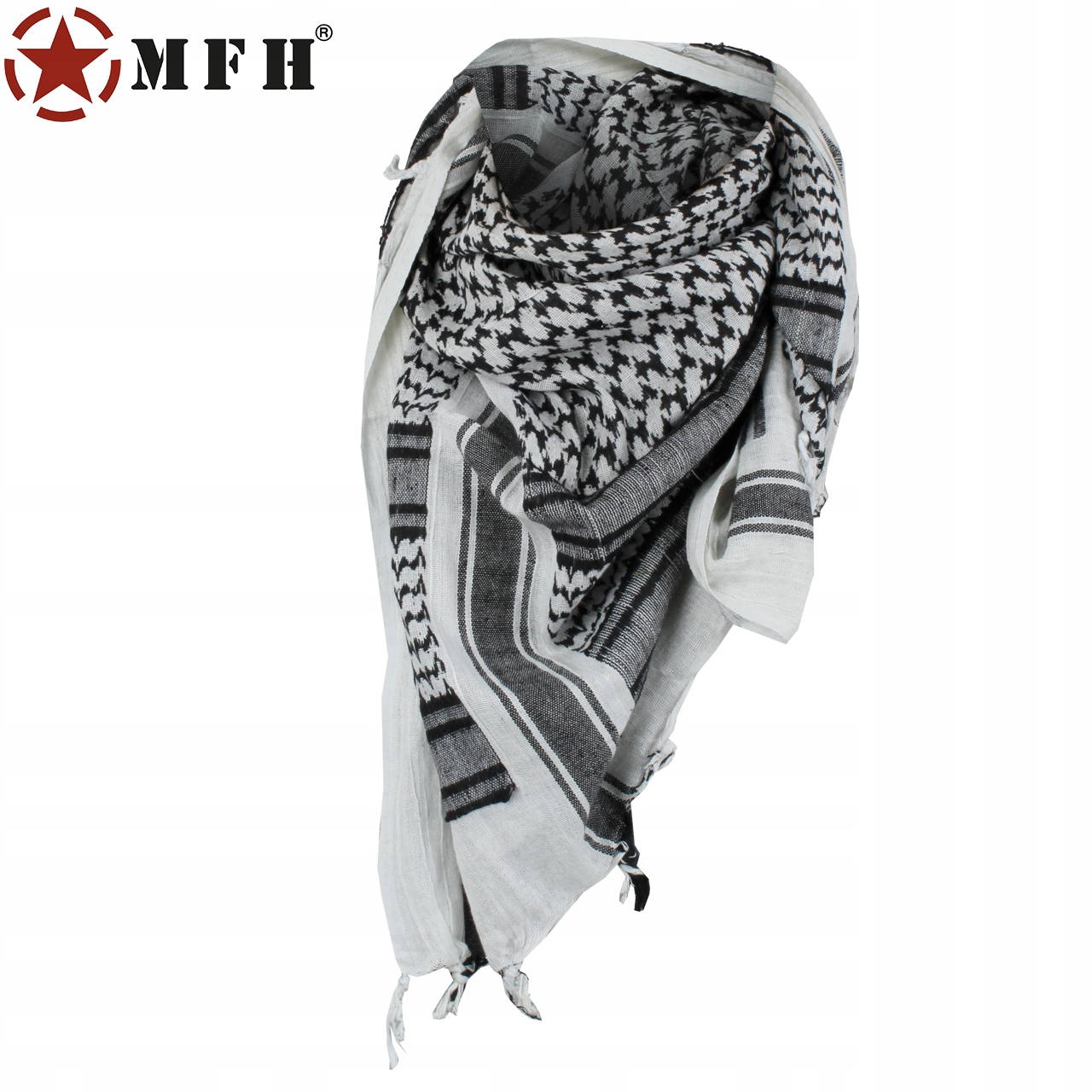 CHUSTA ARAFATKA OCHRONNA BANDANA BANDAMA Shemagh 110X110 MFH BLACK WHITE Płeć produkt uniseks