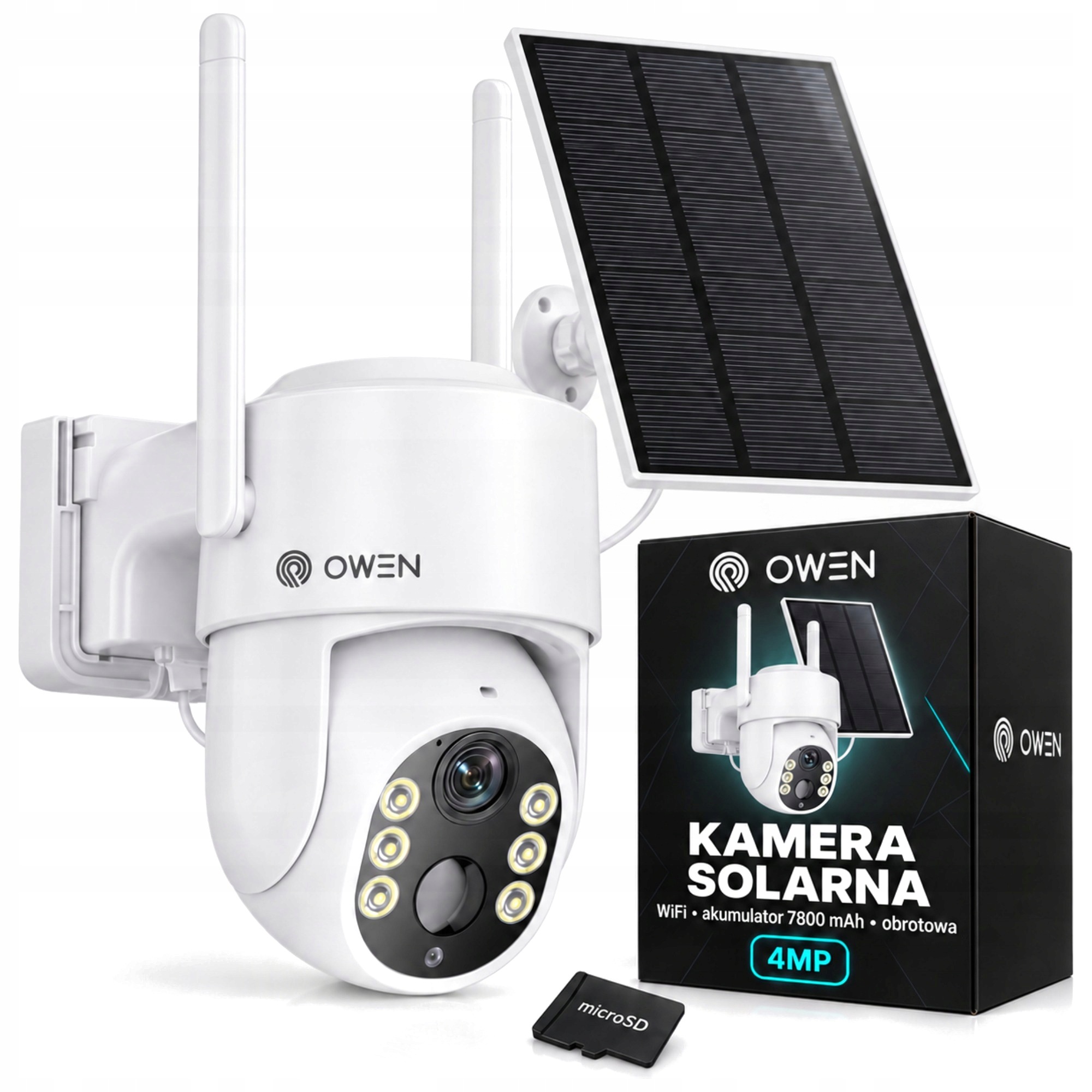 Venkovní solární WiFi kamera s baterií 7800 mAh, otočná, 4MP detekce