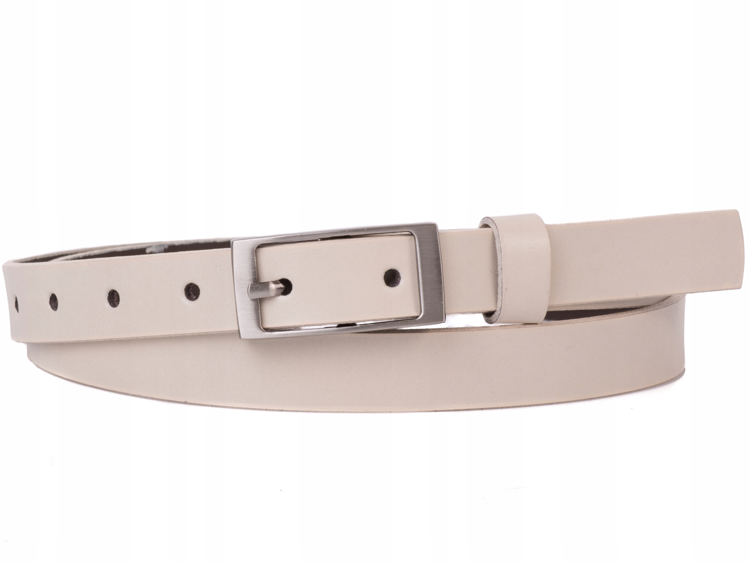 

Damski Skórzany pasek 2cm Kremowy |80obw
