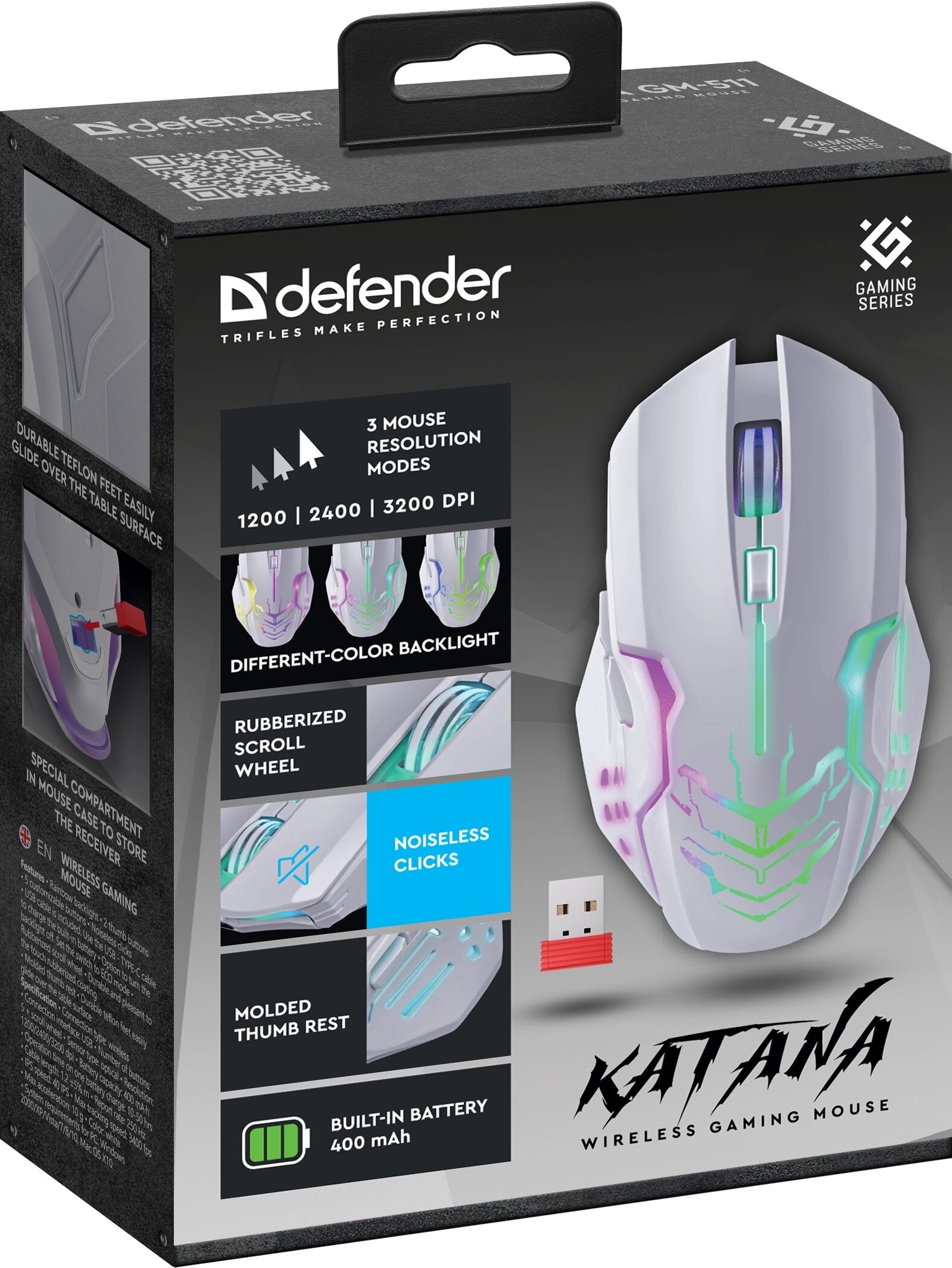 MYSZ DEFENDER GM-511 KATANA RF 3200dpi 7P BIAŁA — 18