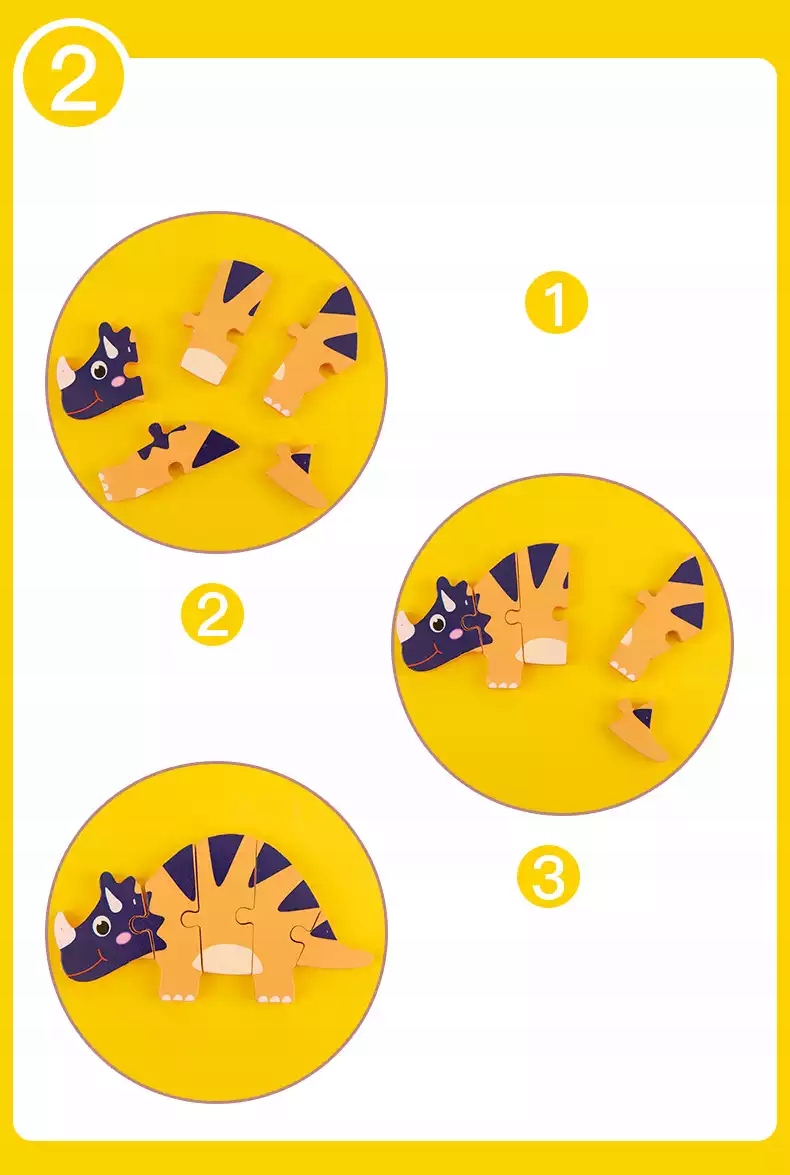 Puzzle 3d drewniane układanka puzzle Montessori dinozaury Certyfikaty, opinie, atesty CE