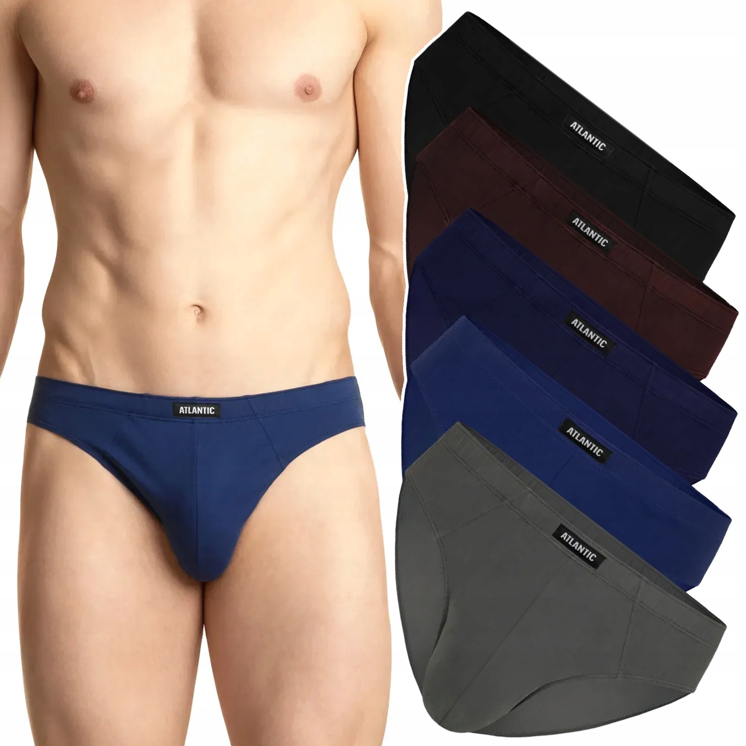 x5 Pánské klasické slipy Atlantic 5SMP-002 Slipy L