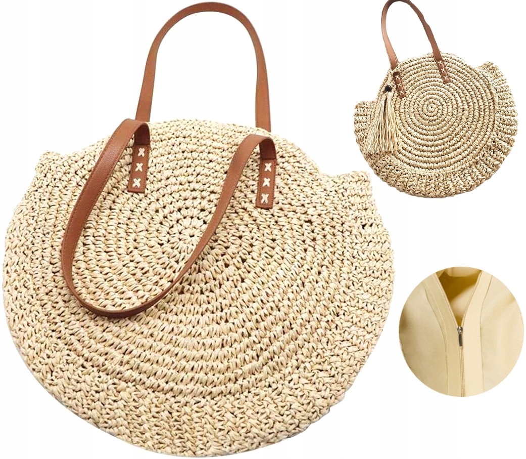 

Koszyk Duża Torba na ramie słomiana na zakupy Lato