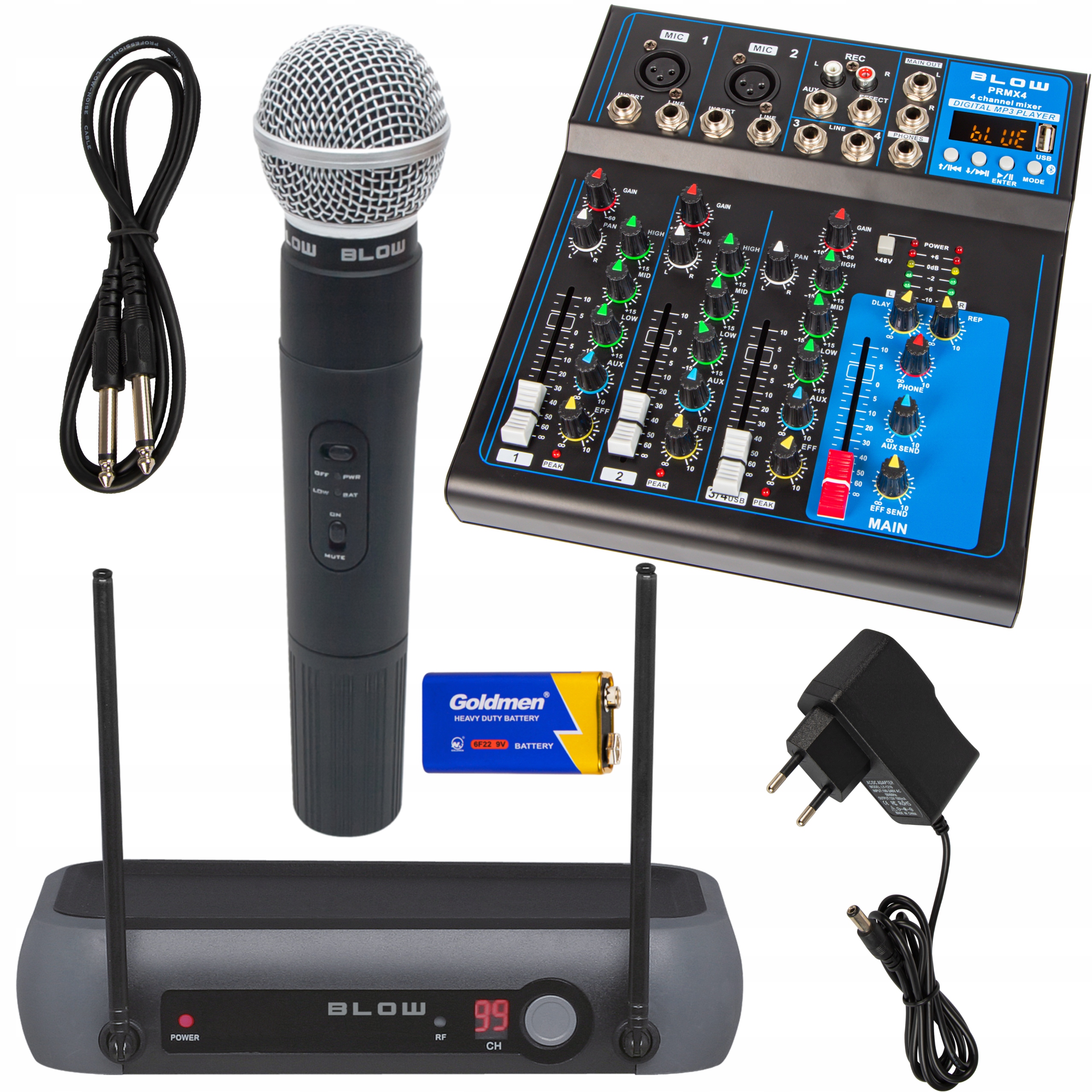 Profesionálny Bezdrôtový Mikrofón Štúdiový Mixážny Pult 4 Kanály