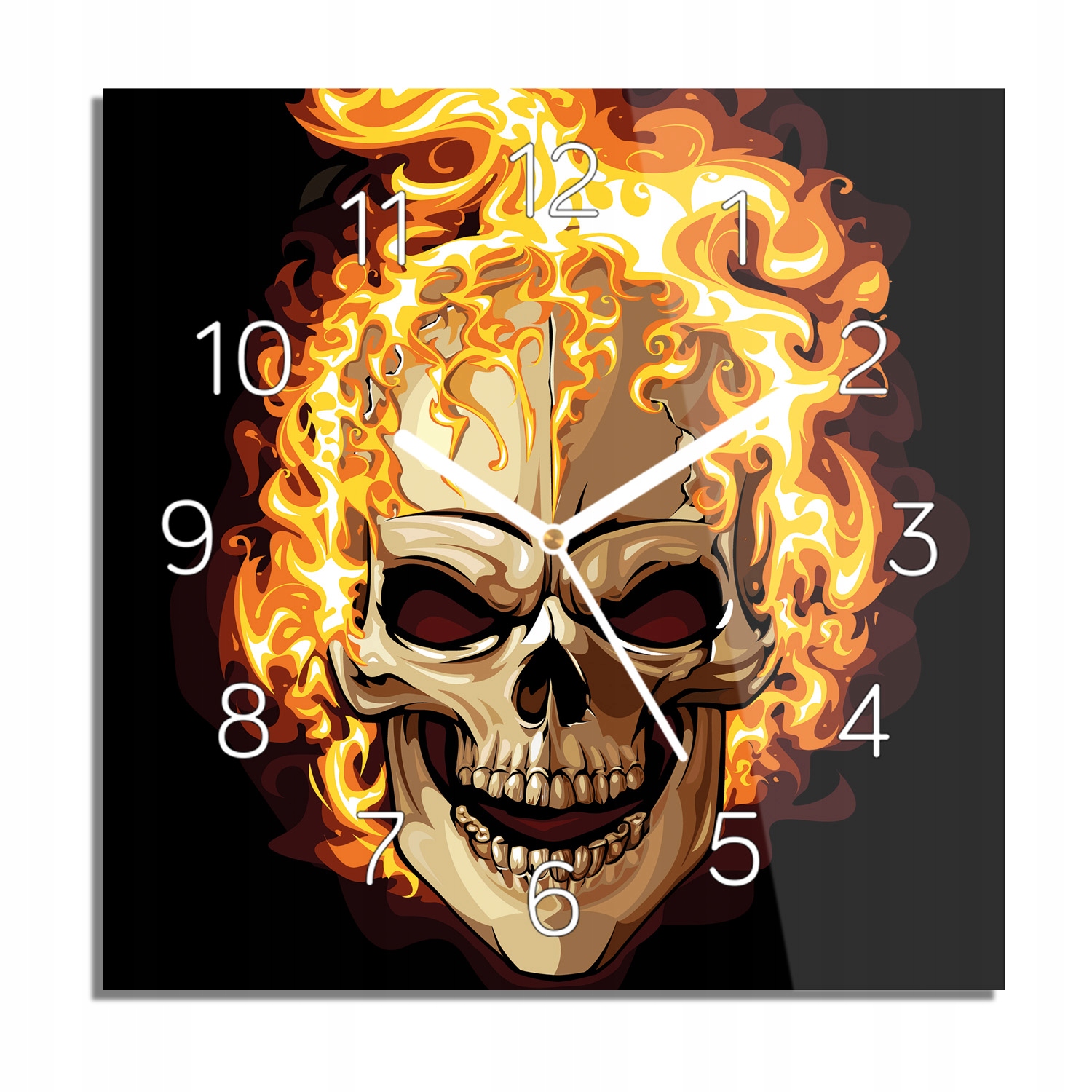 

Czaszka płomienie foto-zegar białe cyfry 30x30