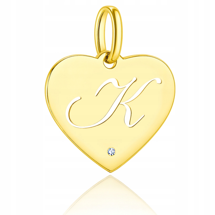 Zlatý Přívěsek Srdce S Písmenem K A Briliantem PR.585