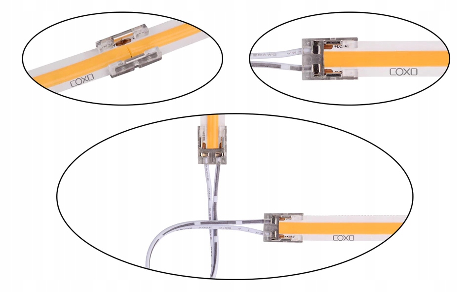Złączka do taśm LED COB IP20 8mm łącznik z kablem Marka LED-ONE