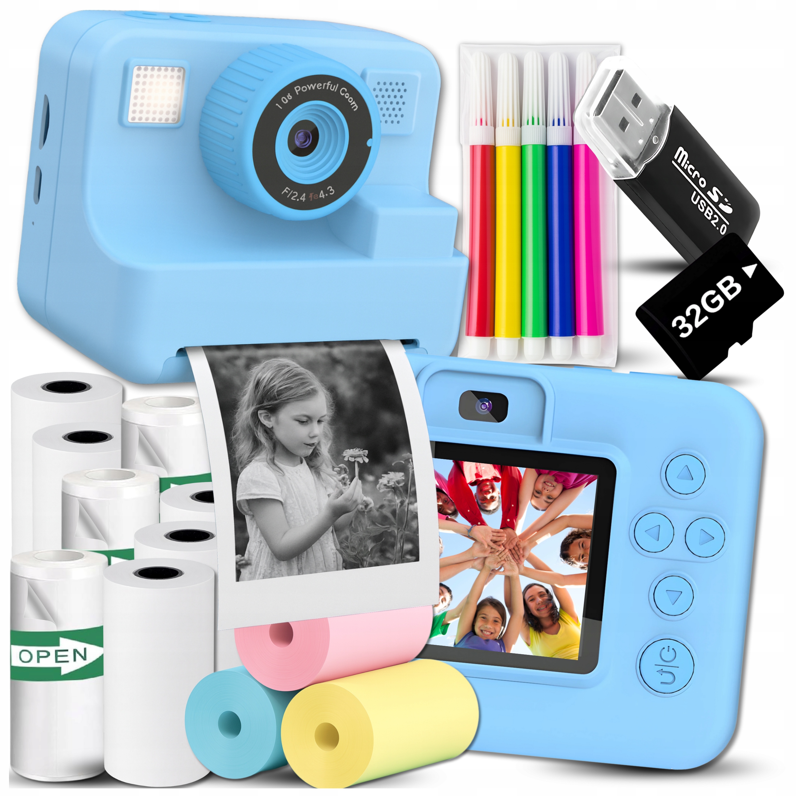 Dětský Digitální Fotoaparát S Okamžitým Tiskem Drukuś 11 Rolí Papíru Karta