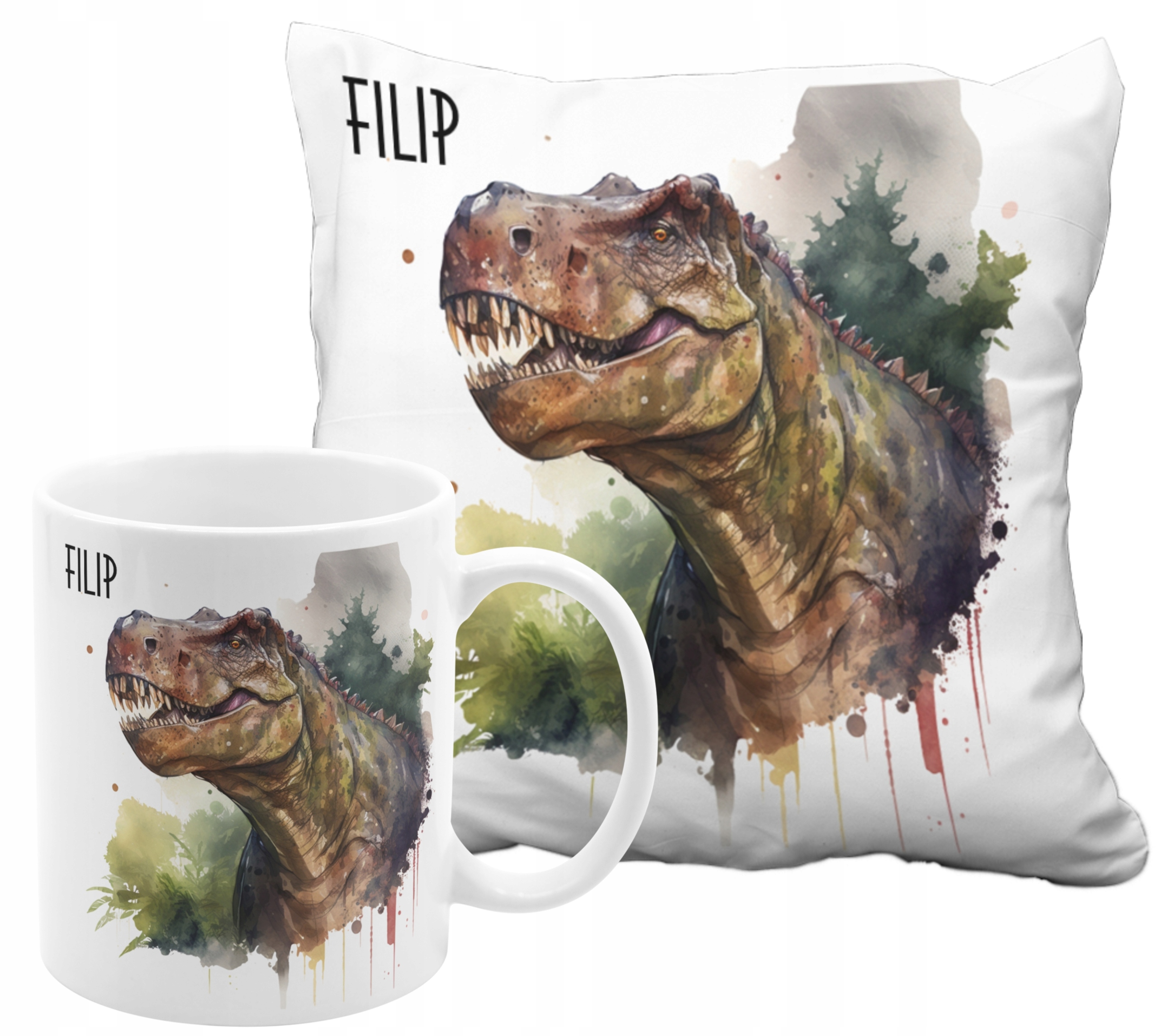

Zestaw Kubek Poduszka Dinozaur T-rex Z Imieniem