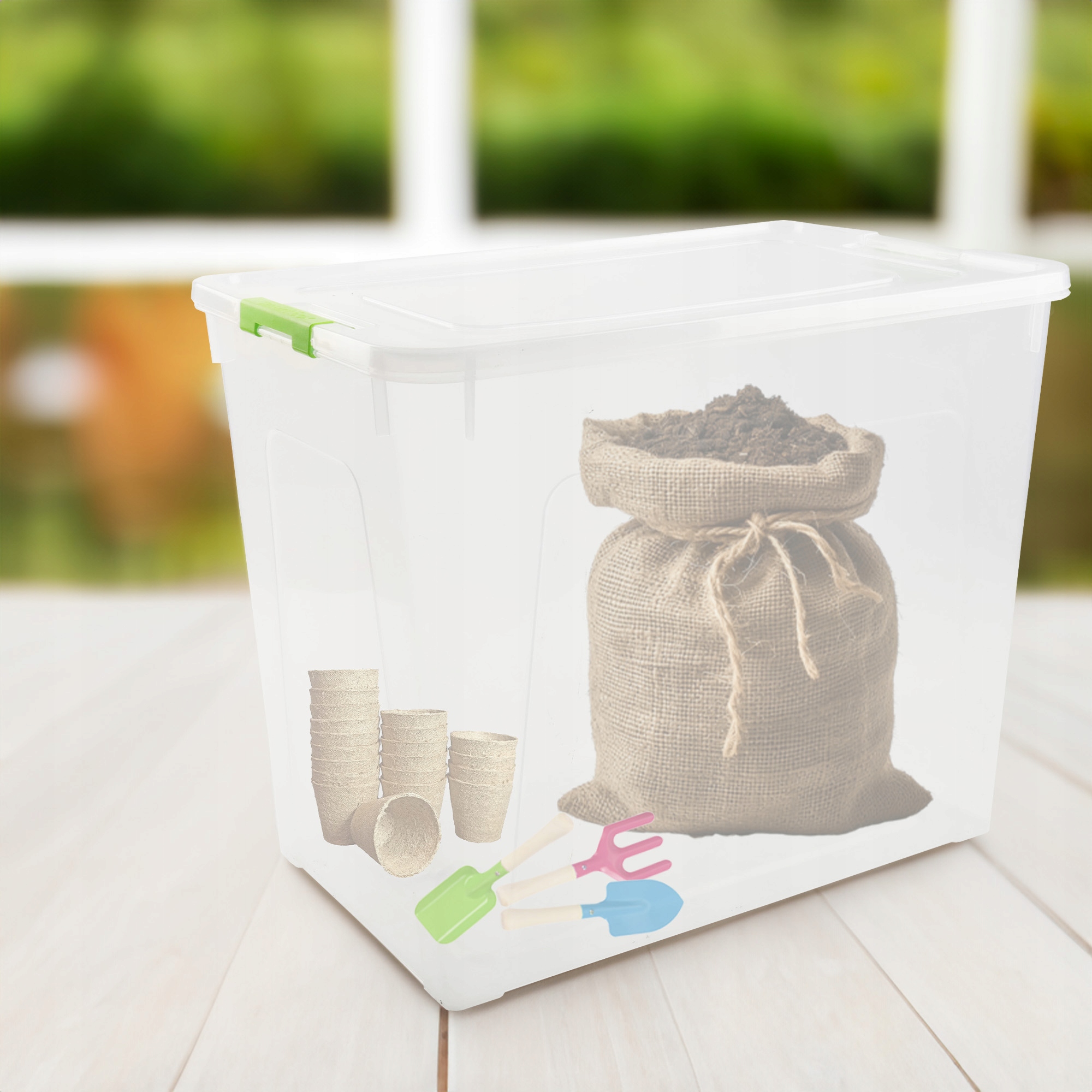 POJEMNIK PLASTIKOWY BOX 40L PRZEZROCZYSTY Z POKRYWKĄ DO PRZECHOWYWANIA