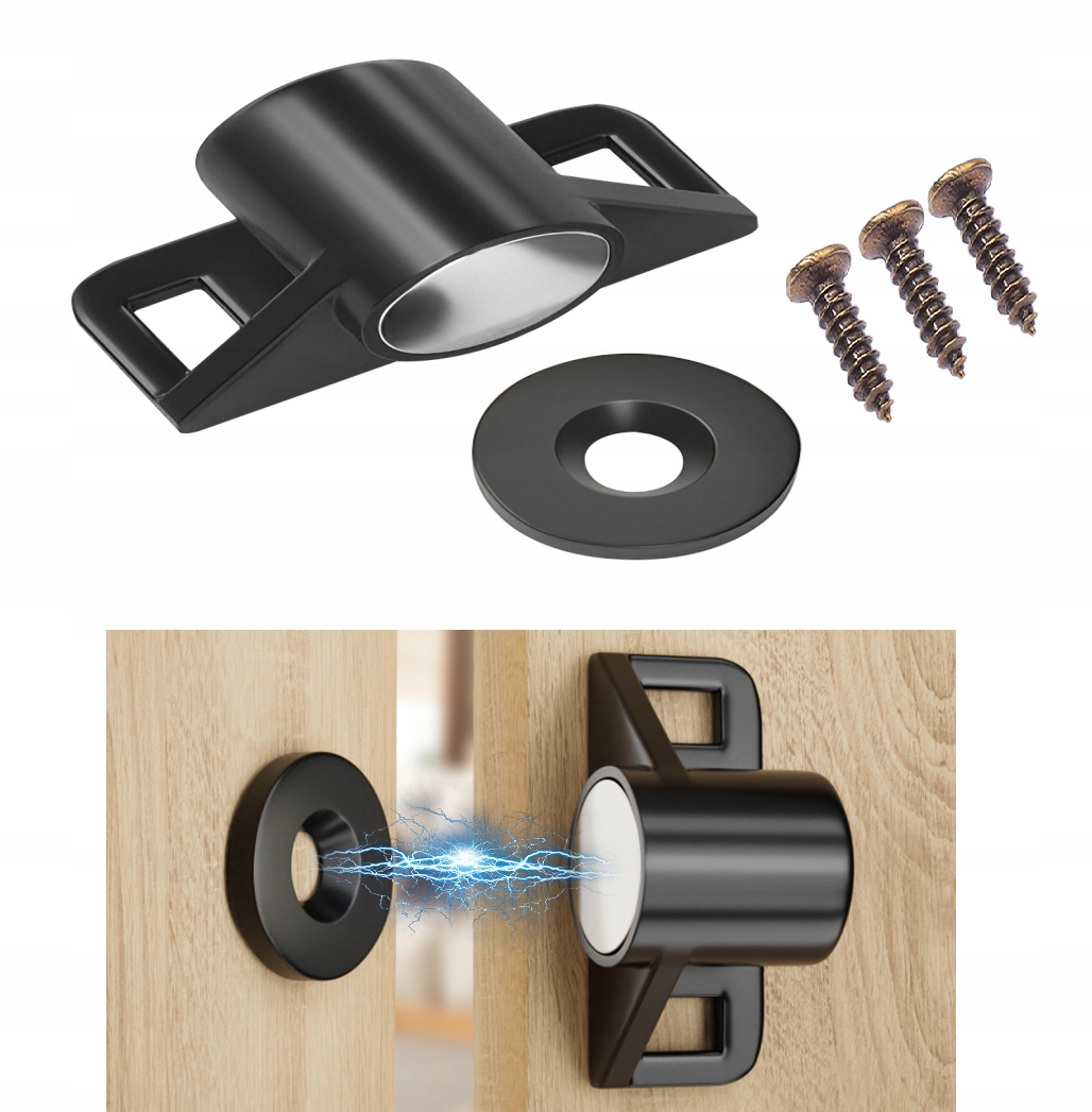 Magnes Meblowy Zatrzask NEODYMOWY do szafek ZAMKNIĘCIE MAGNETYCZNE Czarny