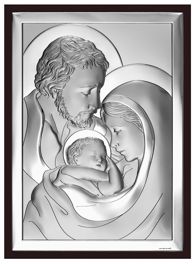Obrazek srebrny religijny Święta Rodzina 19 x 25 cm na ślub