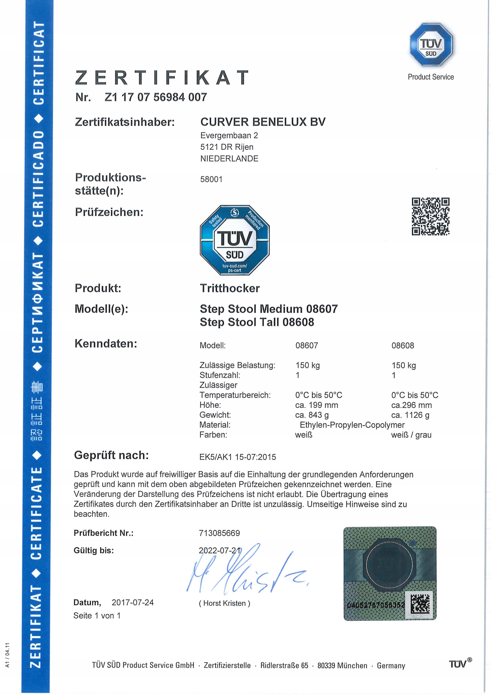 CURVER STOPIEŃ STEP SCHODEK BIAŁY TABORET CERT TUV EAN (GTIN) 3253928581039