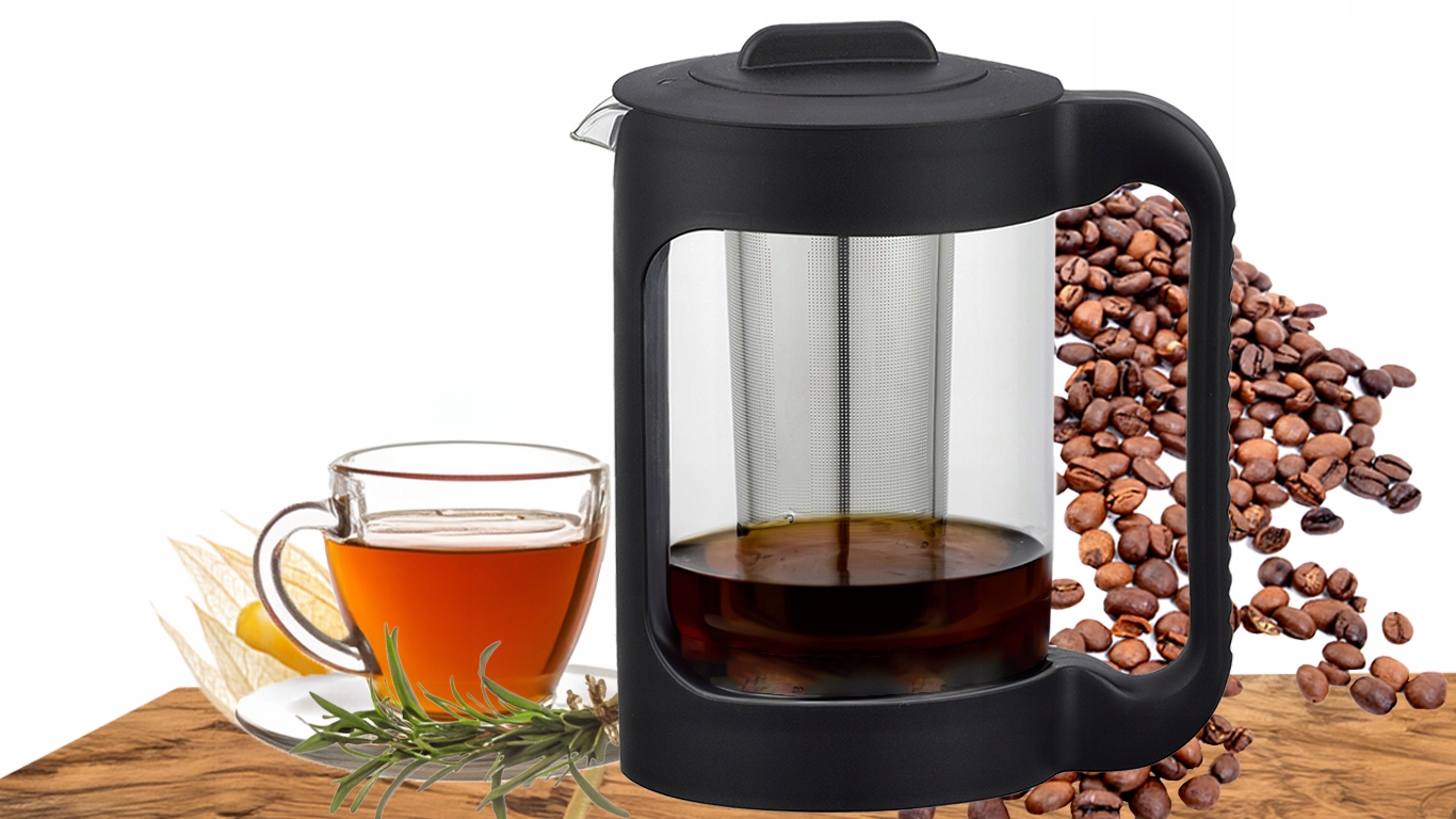 BERRETTI SZKLANY DZBANEK Z ZAPARZACZEM SITKIEM DO HERBATY KAWY ZIÓŁ 1500ml Materiał szkło