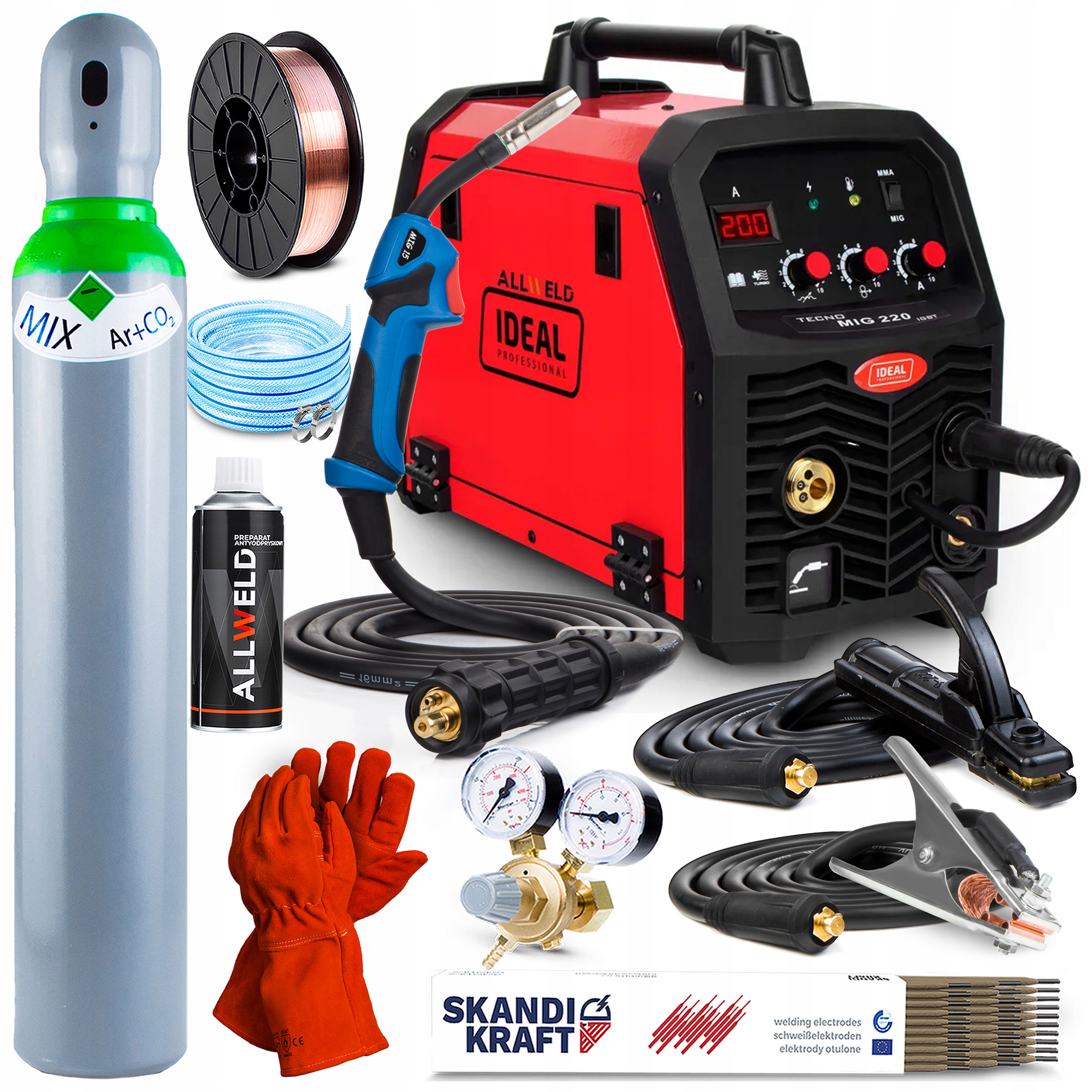 Invertorová Svářečka Invertorová Ideal Mig 220 Mma Flux Hliník 220A 230V