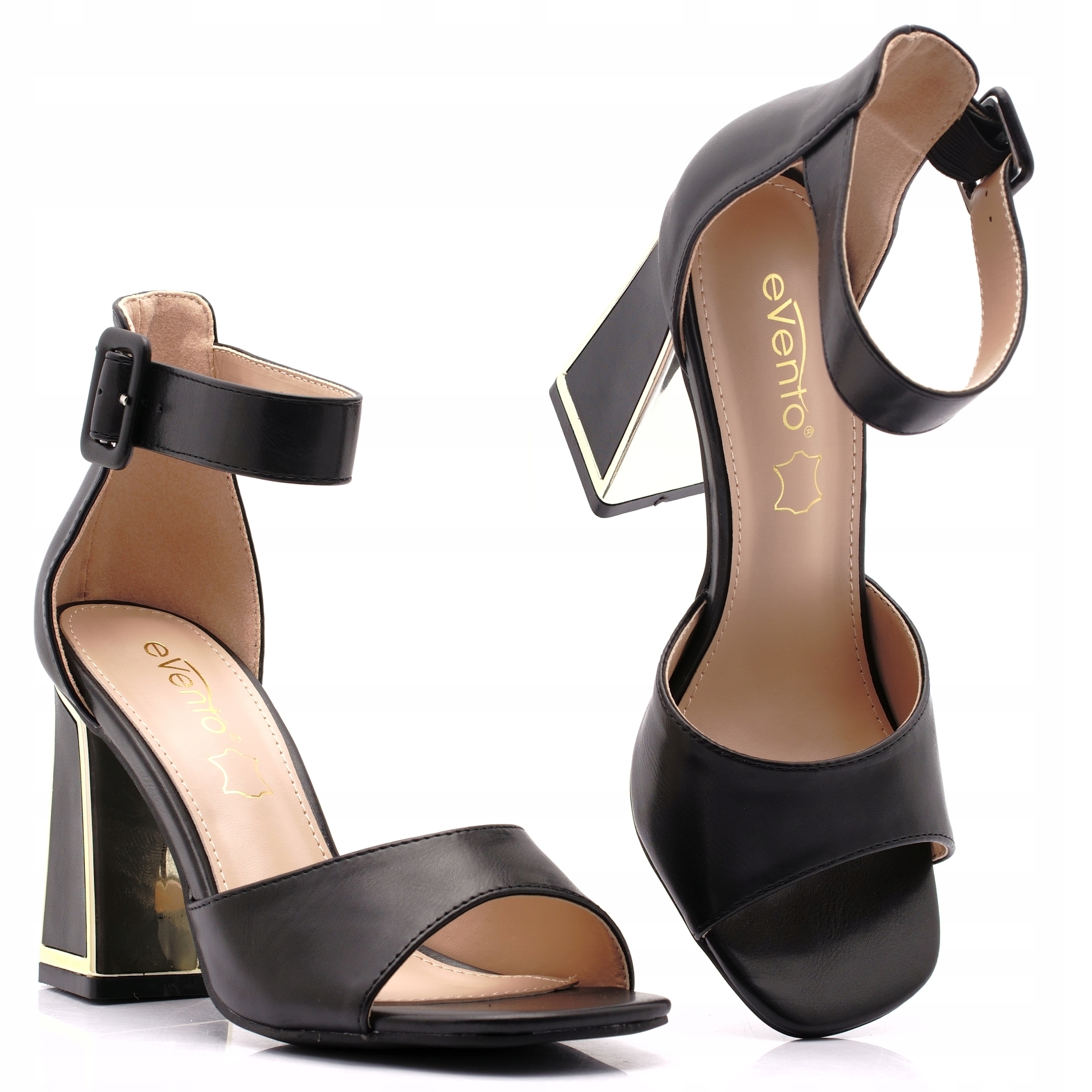 Evento Sandały Damskie Na Obcasie Buty Wizytowe Wkładka Skóra 6815 38