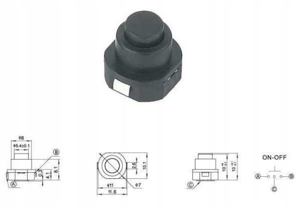 

Przełącznik PB-10 bistabilny On-off 1A 7059