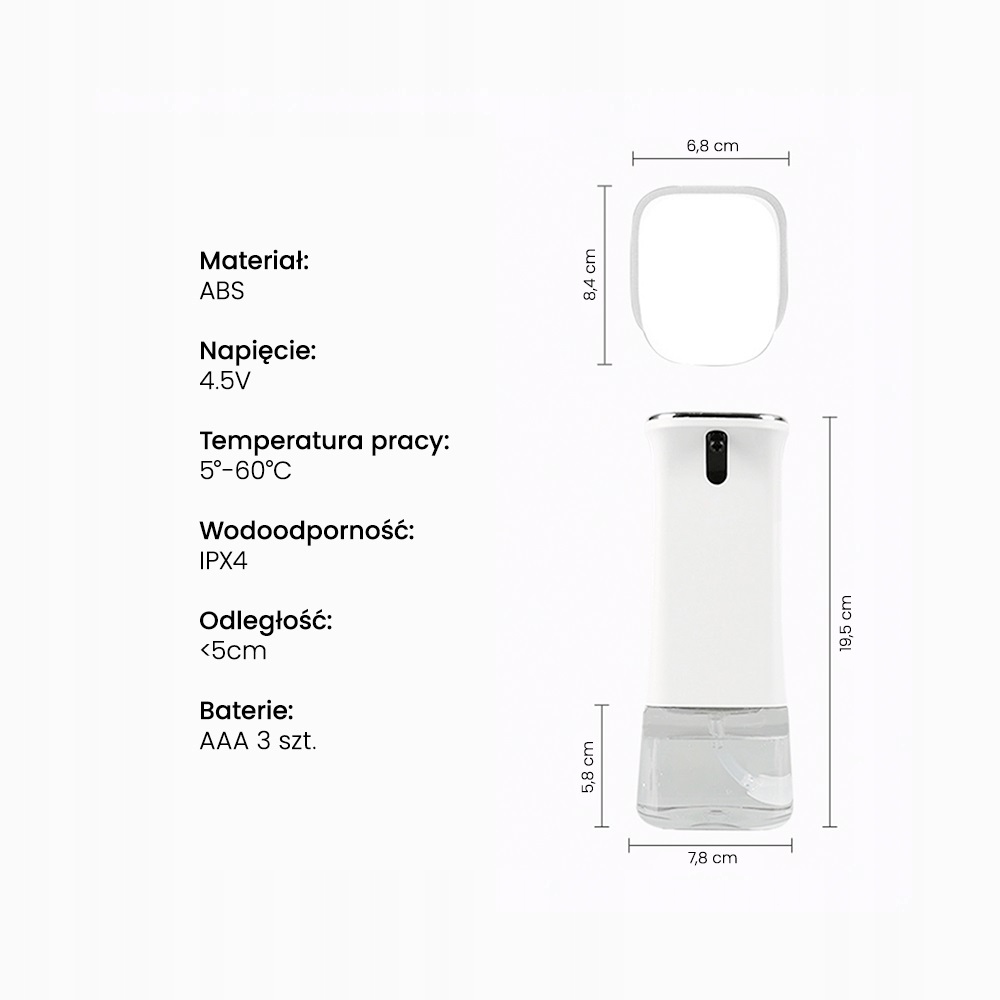 Automatyczny dozownik do pianki i mydła Kod producenta W01