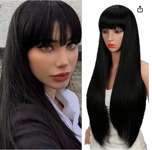 Paruka s hřívou Kalyss Dámská Hedvábná Dlouhá Jednoduchá Černá 80 cm