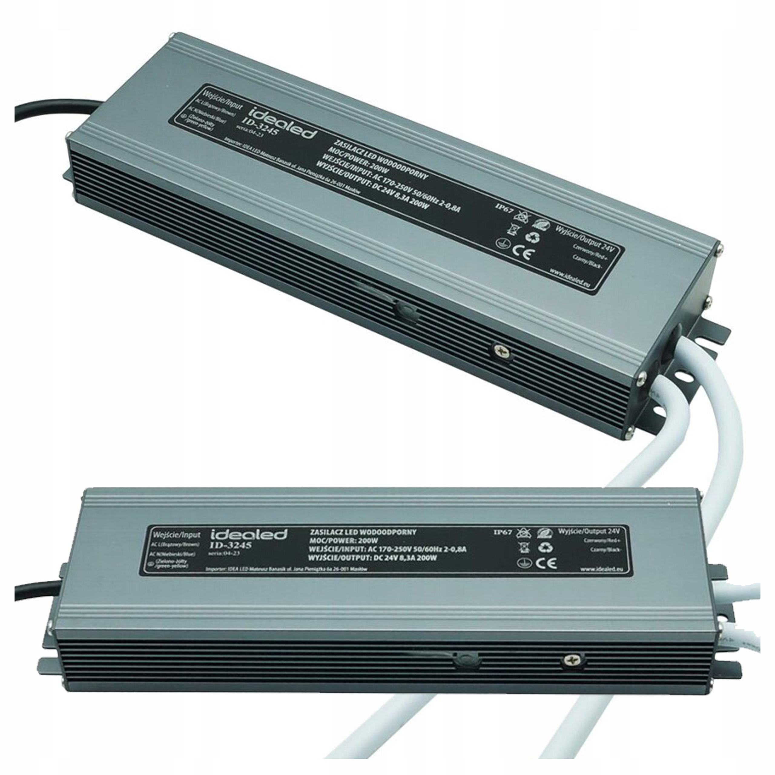 Napájecí zdroj Slim hermetický IP67 pro Led pásky 24V 200W 8,3A, voděodolný