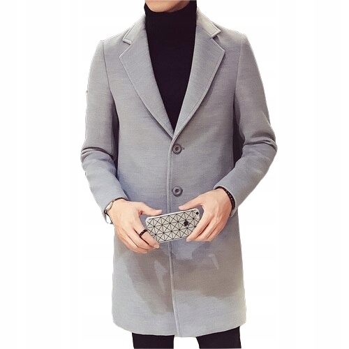 STYLOWY PŁASZCZ MĘSKI TRENCZ JEDNORZĘDOWY BIZNES