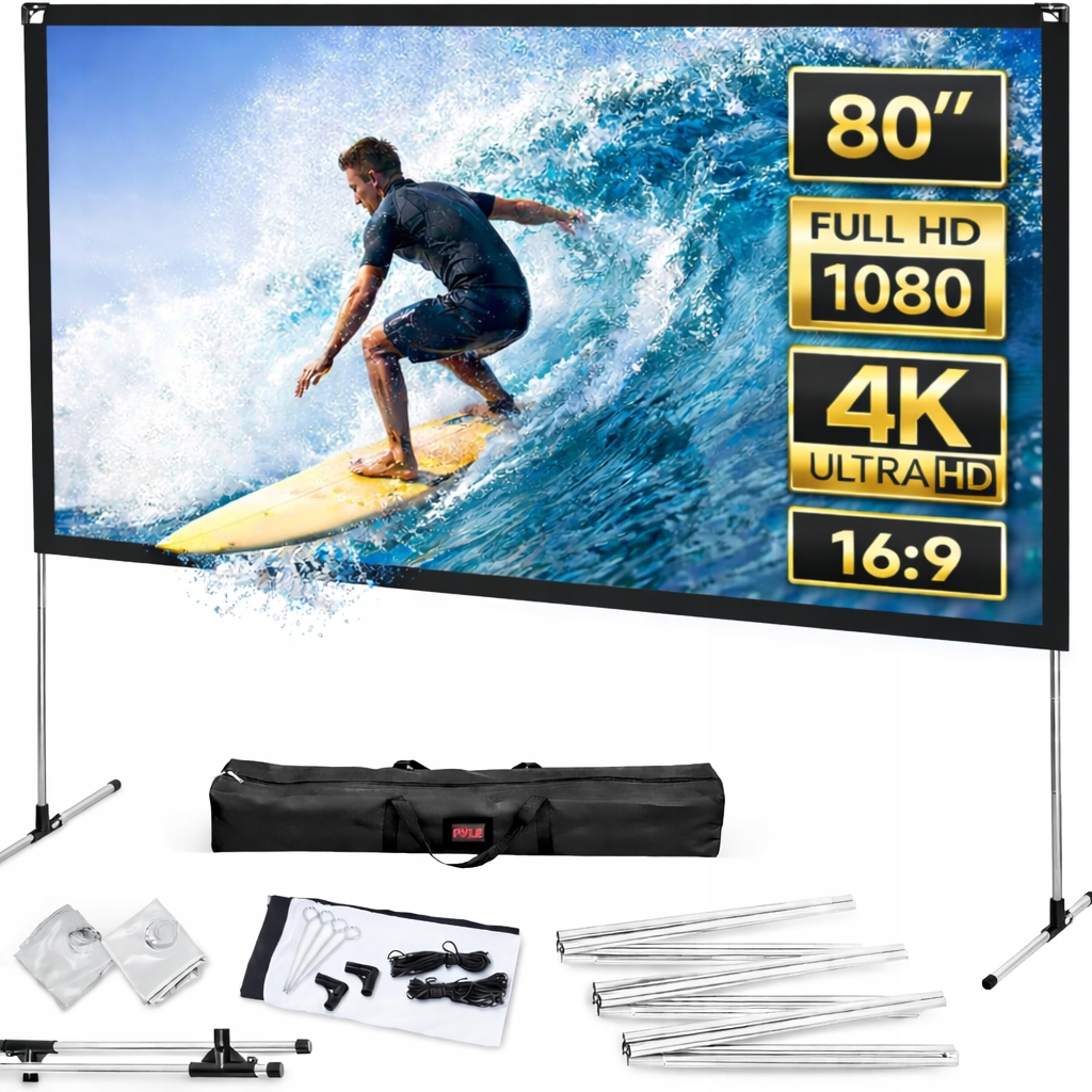 ПРОЕКЦИОННЫЙ ЭКРАН ДЛЯ ПРОЕКТОРА 80 ДЮЙМОВ 4K FULLHD