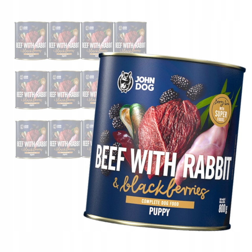 Levně John Dog Hovězí Králík Pro Štěňata 12x800g