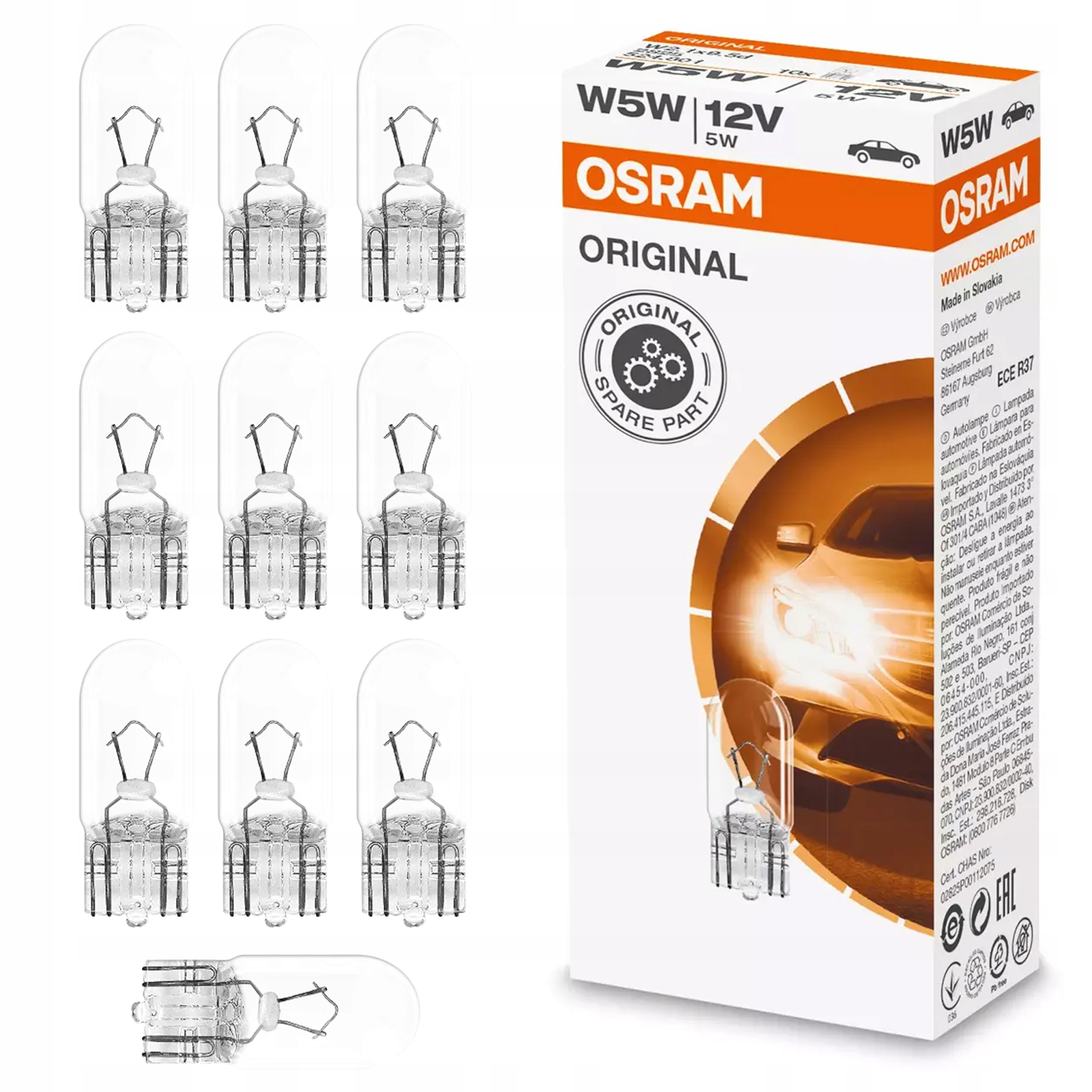10x Żarówka Osram W5W 5W Oryginał Osram 10 sztuk