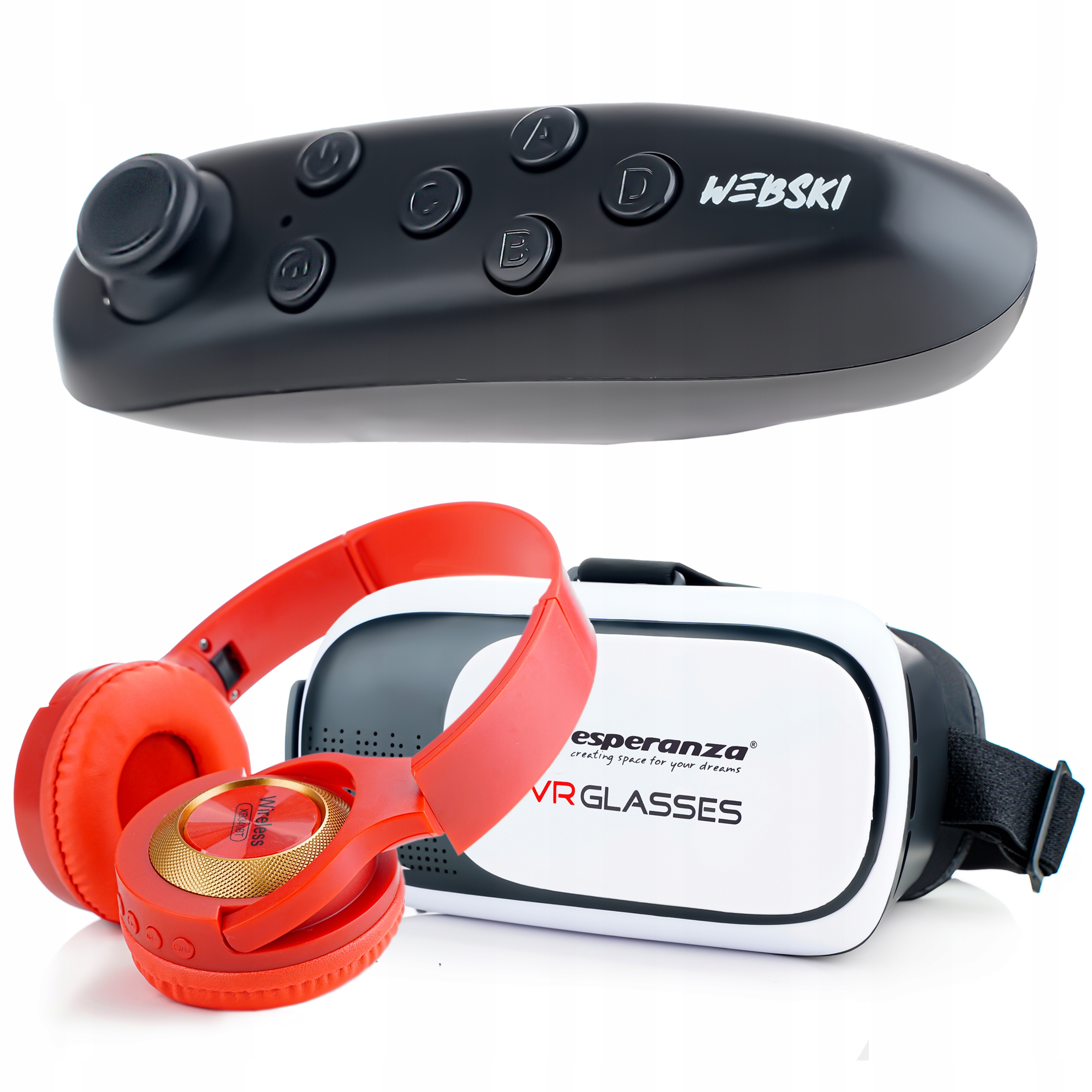 GOGLE OKULARY 3D VR DO TELEFONU Z KONTROLEREM BT