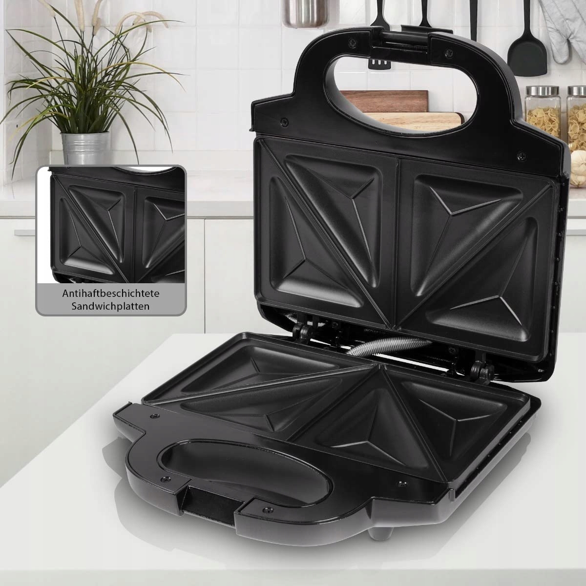 CLATRONIC ST 3778 Sandwicz Toaster Antyprzywierający 750W Czarno Stalowy — miniatura 4