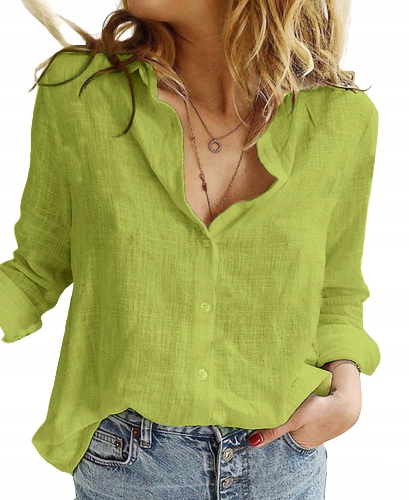 

Bluzki Luźna Lniana Jak Koszula Z Długimi Rękawami