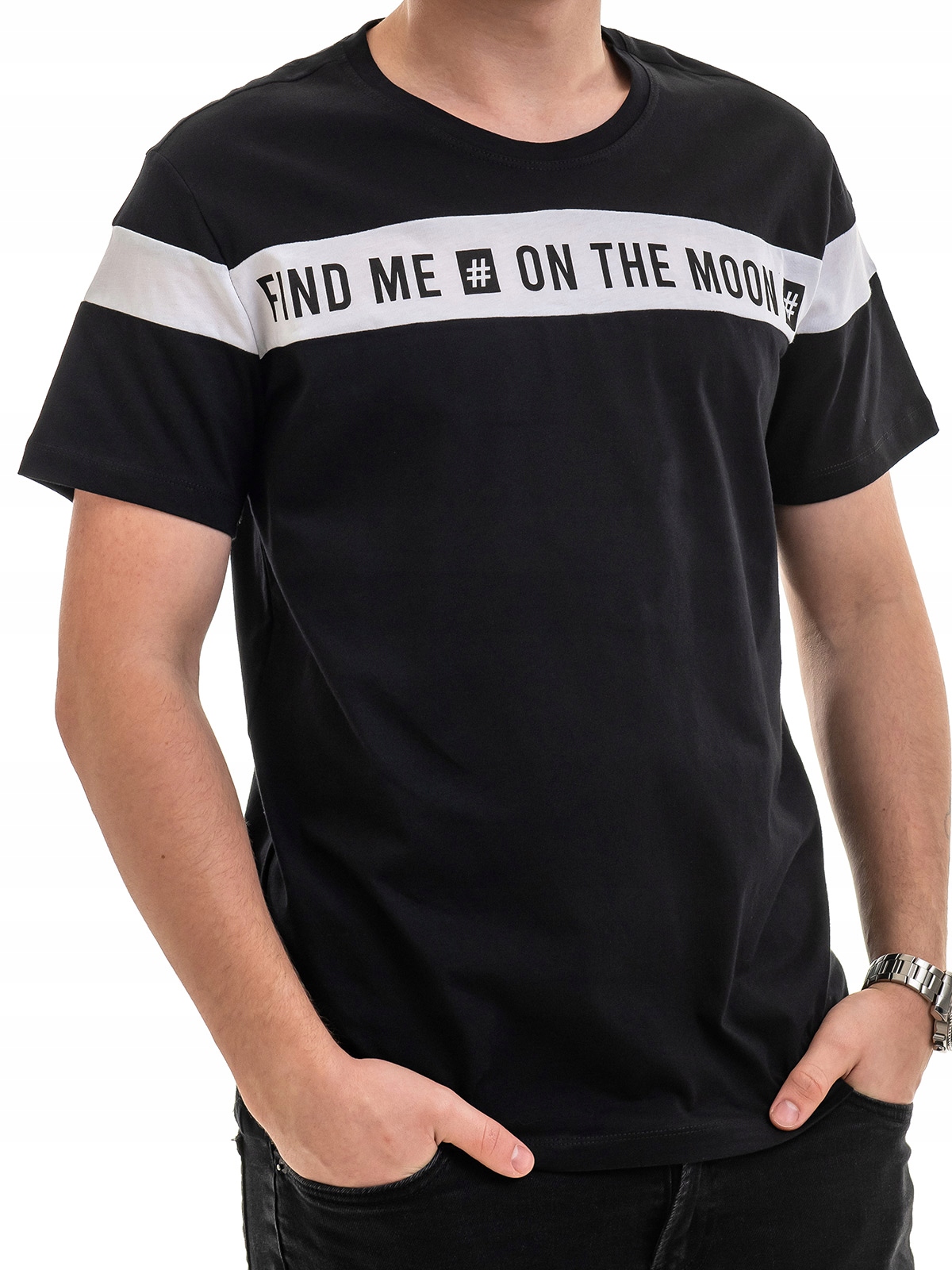 

T-shirt męski krótki rękaw bawełniany czarny L