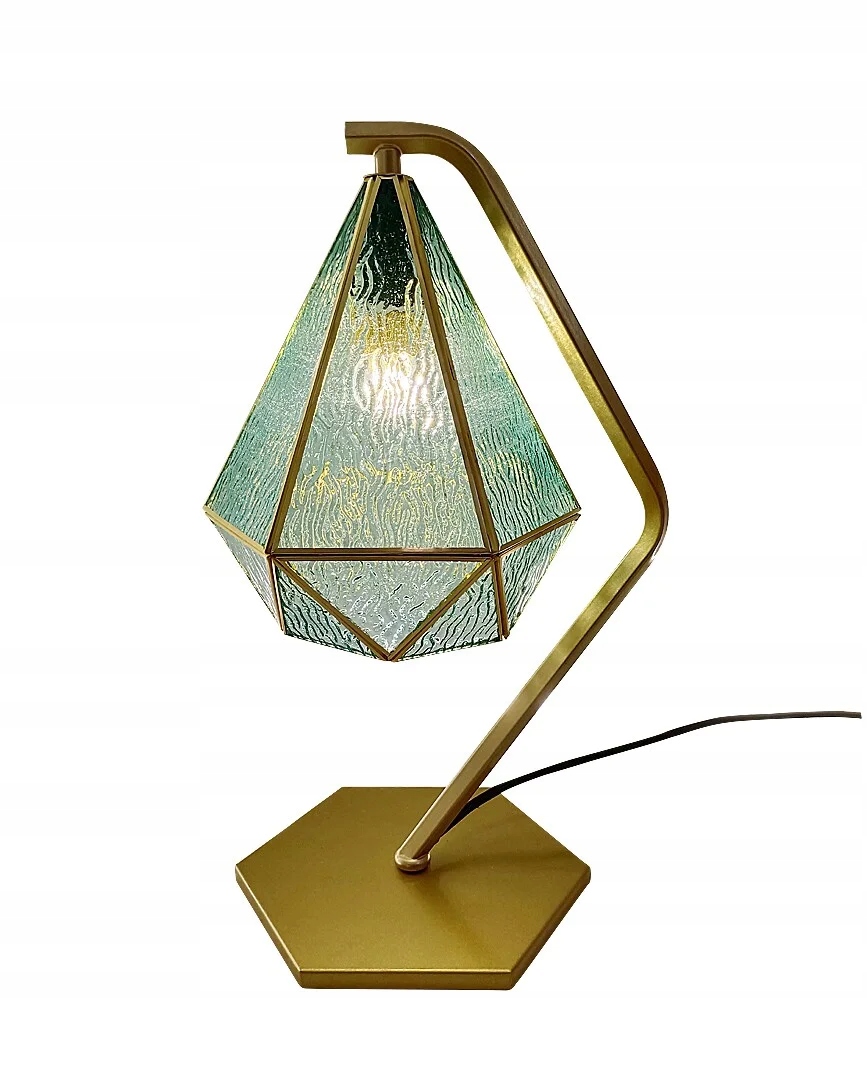 Stolová lampa vintage sklenená diamantová zlatá 1xE14 40W Norah Rabalux