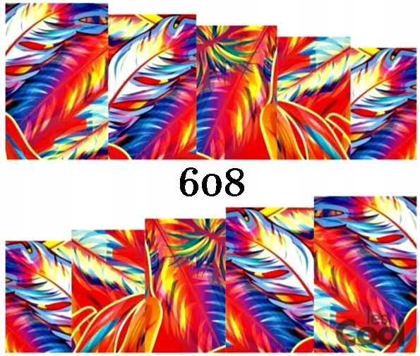 Naklejki wodne na paznokcie PIÓRKO, PIÓRA - 608