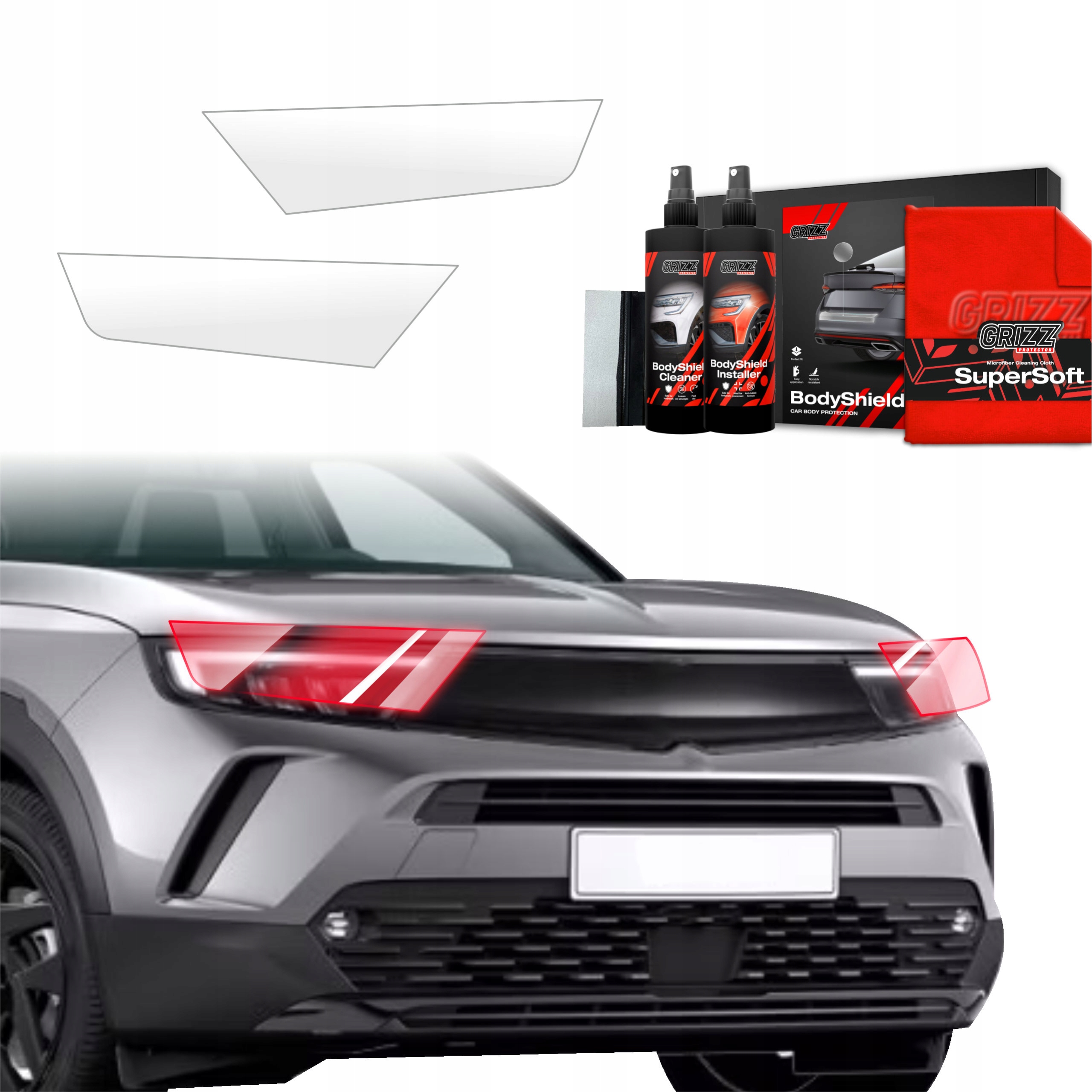 2v1 Fólie Ppf dýha na lampy pro Opel Mokka (2021-2025) Grizz