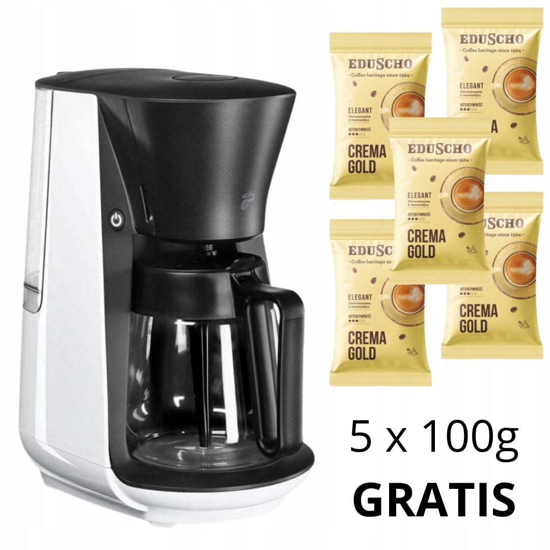 Prelivový kávovar Tchibo Let's Brew 1,25 l biely 5x100 g kávy zdarma