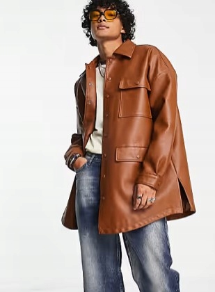 Reclaimed Vintage Pánská Bunda Z Ekokůže Hnědá XL Mvf