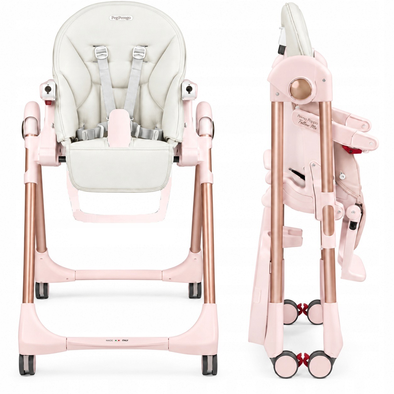 PegPerego Prima krzesełko na kółkach z funkcją leżaczka, Pink Mon Amour