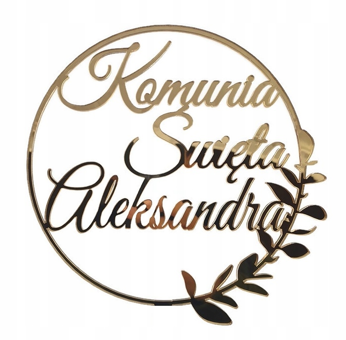 

Topper Dekor na komunie z imieniem złoty Komunia