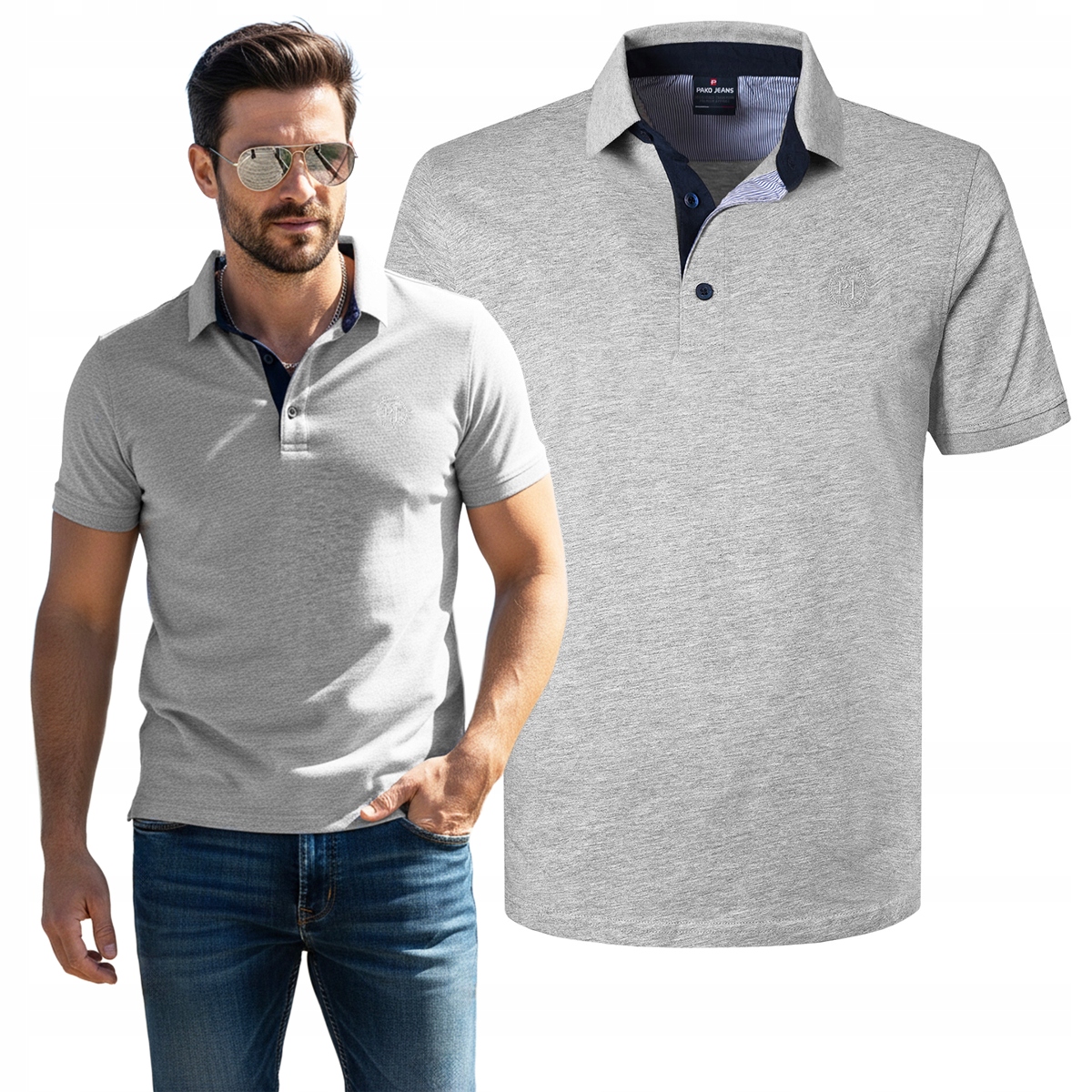polokošile Pánské Popelavé Hrubá Bavlna Daso Elegantní Pako Jeans