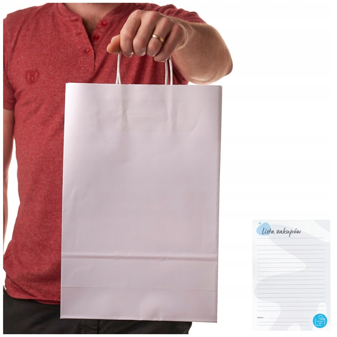 Torebki papierowe Torby a4 Torebka papierowa 24x10x36cm Torba Biała 100 szt